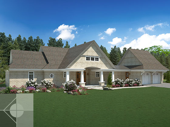 Portfolio image of a residential architectural design in Round Pond Harbor, Maine by Phelps Architects.